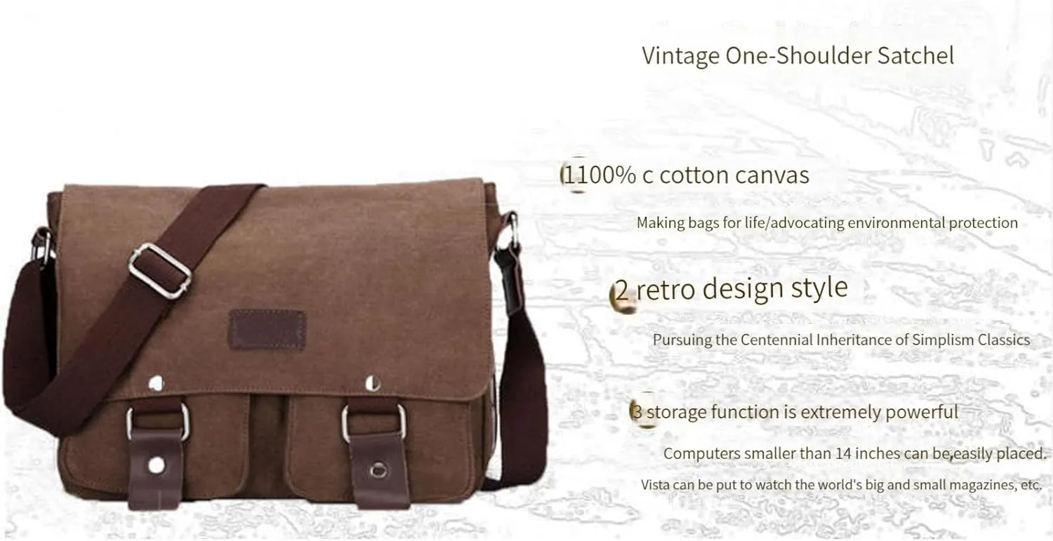Men's messenger bag Gutim canvas messenger bag - retro cross shoulder bag military backpack (grey)