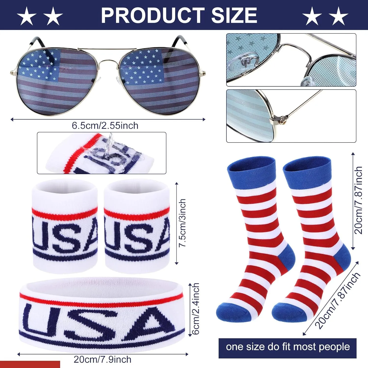 Mepase 6 Pcs Patriotic Beverage Beer Belt Costume USA Fanny Pack Outfit Beer belt for man 4th of July National Day Outdoor