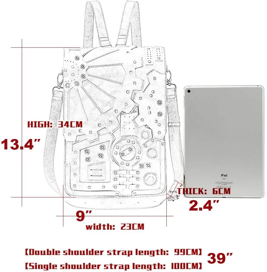 Messenger Bag Leather Retro Briefcase Steampunk Crossbody Shoulder Purse Satchel for Women Lolita Gothic Costume Accessory