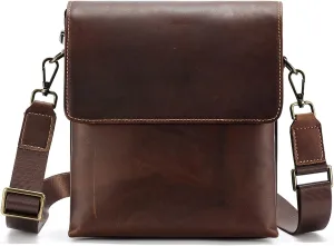 Messenger Bags Genuine leather men's messenger shoulder bag high quality retro travel small messenger bag casual flip cover