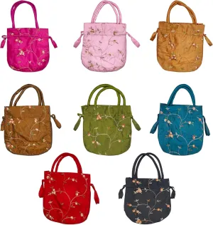 MIAO JIN 8 Pcs Large Silk Brocade Drawstring Jewelry Pouch Bag Retro embroidery Gift bag Hand Bags Pouch for Candy Wedding Party Presents Snacks & Jewelry