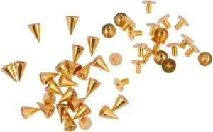 Milisten 100 Sets Cone Spikes Screwback Studs Gothic Rivets Punk for DIY Crafs Shoes Bag Belt Hat Leather Clothes Accessories Golden