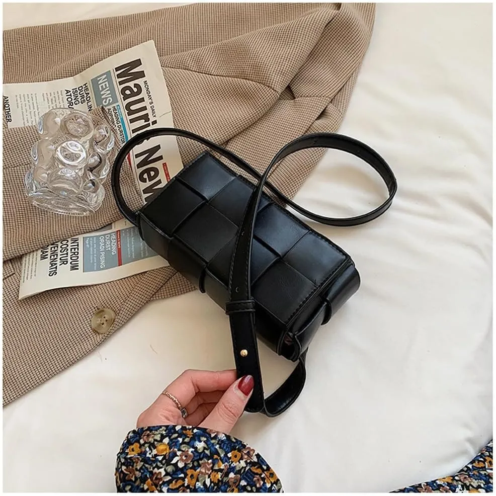 Mini Women's Weave Pack Convertible Crossbody,Cassette-Style Crossbody Waist Packs with Adjustable Belt