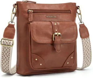 Missnine Crossbody Bags for Women Multi Pocket Purses Soft Leather Medium Shoulder Handbags with Adjustable Strap