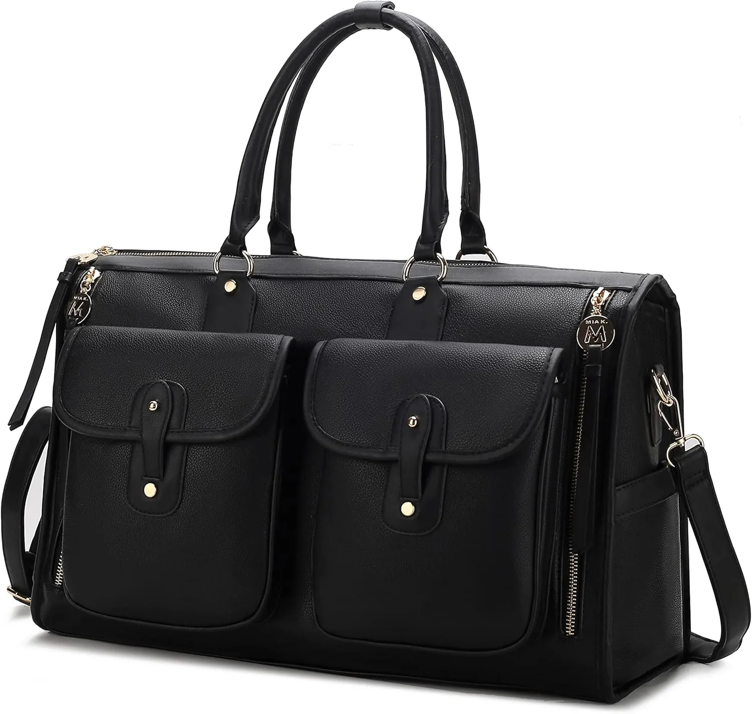 MKF Collection Color Block Duffle Bag for Women Fashion, Designer Vegan Leather Large Ladies Stylish Weekender Carry-on bag