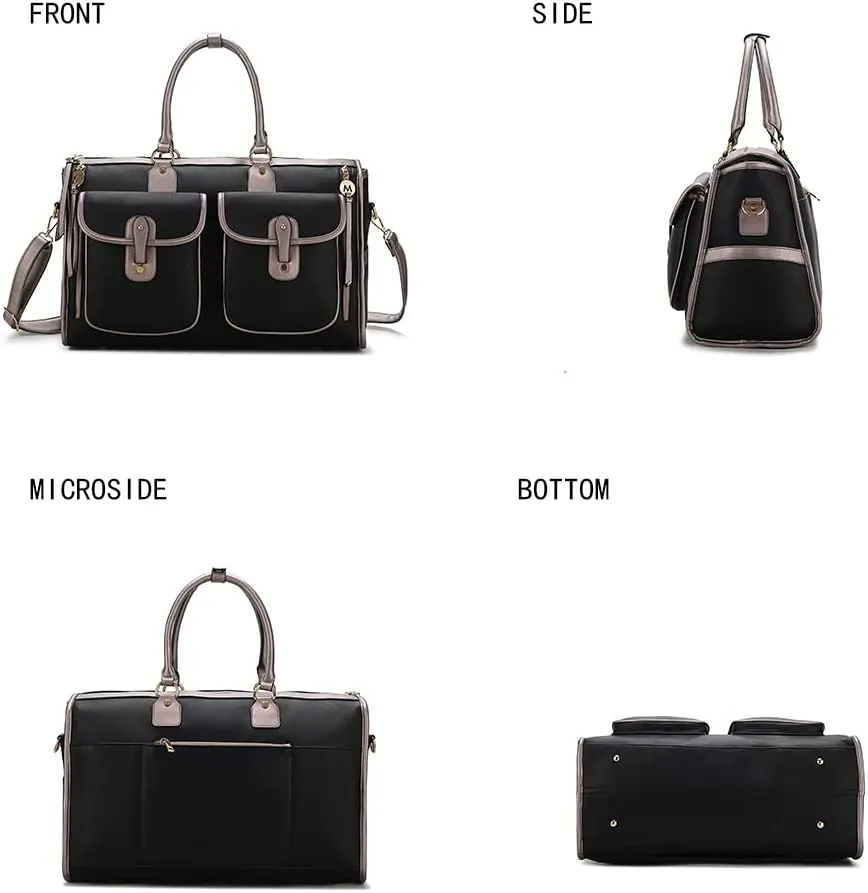 MKF Collection Color Block Duffle Bag for Women Fashion, Designer Vegan Leather Large Ladies Stylish Weekender Carry-on bag