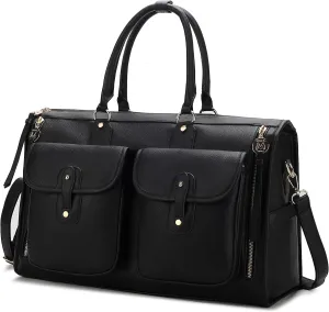 MKF Collection Color Block Duffle Bag for Women Fashion, Designer Vegan Leather Large Ladies Stylish Weekender Carry-on bag