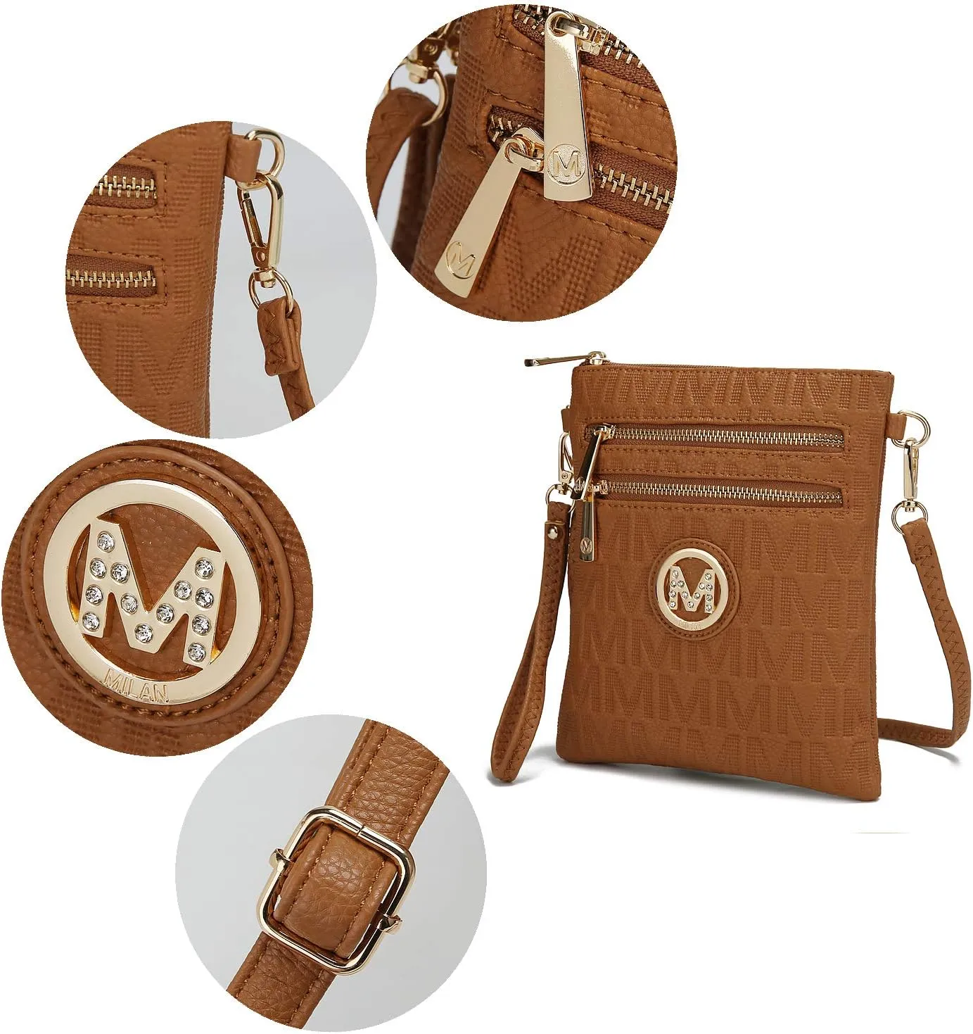 MKF Collection Crossbody Bag for Women, Wristlet Strap – PU Leather Shoulder Handbag Messenger Purse By Mia K