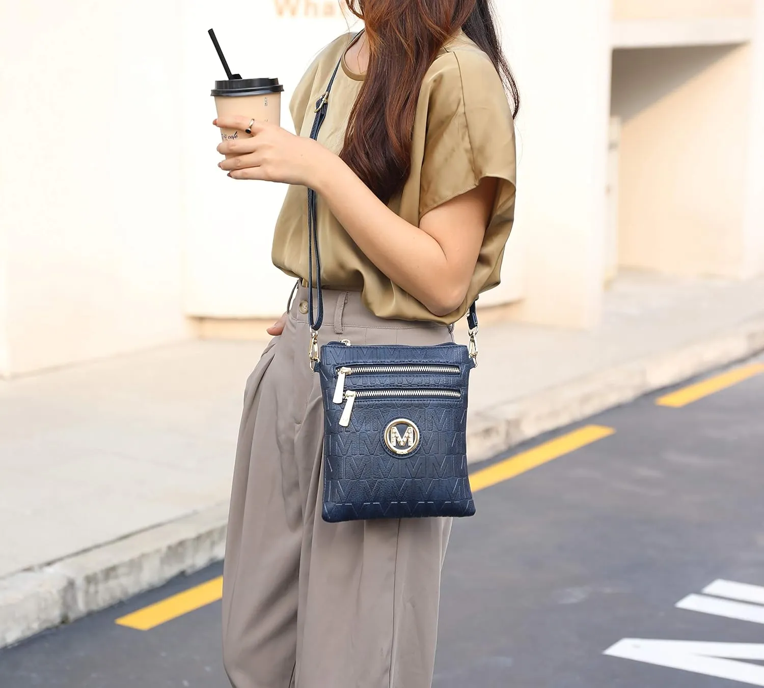 MKF Collection Crossbody Bag for Women, Wristlet Strap – PU Leather Shoulder Handbag Messenger Purse By Mia K