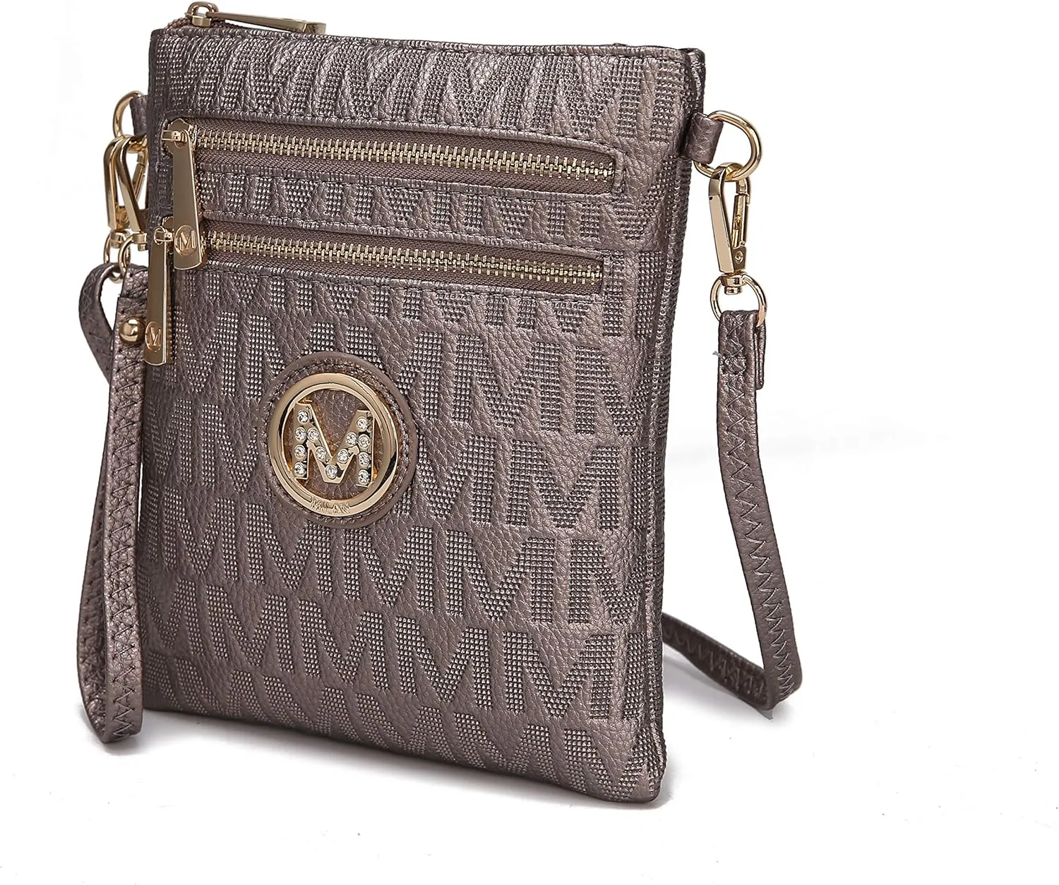 MKF Collection Crossbody Bag for Women, Wristlet Strap – PU Leather Shoulder Handbag Messenger Purse By Mia K