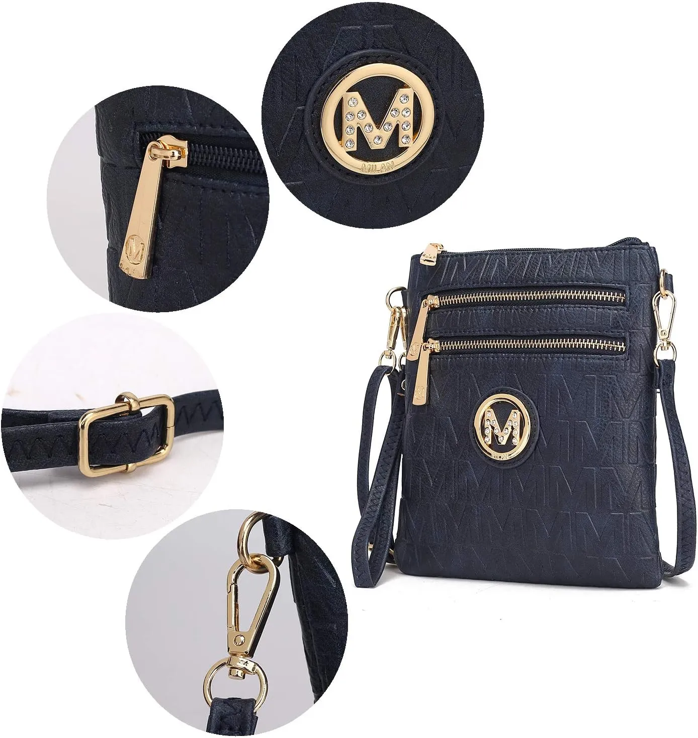 MKF Collection Crossbody Bag for Women, Wristlet Strap – PU Leather Shoulder Handbag Messenger Purse By Mia K