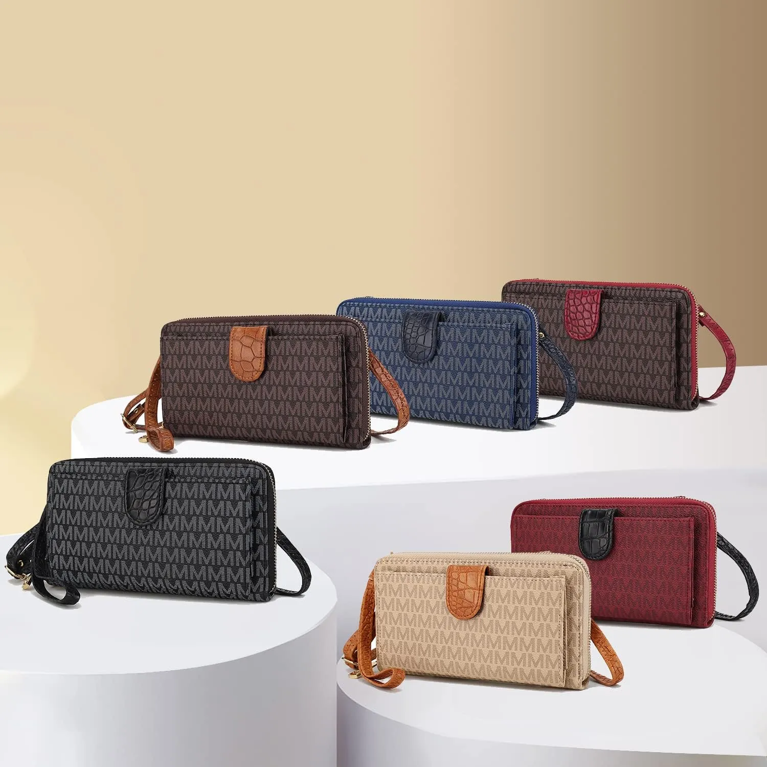 MKF Collection Women's Crossbody Phone Bag, Vegan Leather shoulder Bag Cell phone bag Wallet Purse Handbag by Mia K