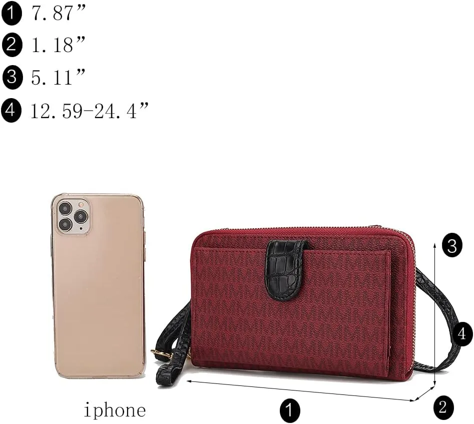MKF Collection Women's Crossbody Phone Bag, Vegan Leather shoulder Bag Cell phone bag Wallet Purse Handbag by Mia K