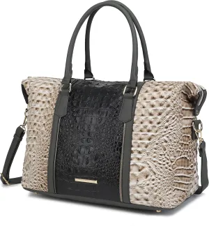 MKF CollectionTravel Duffle Bag for Women, Crocodile-Embossed Vegan Leather Large Overnight Fashion Weekender Carry on Bags