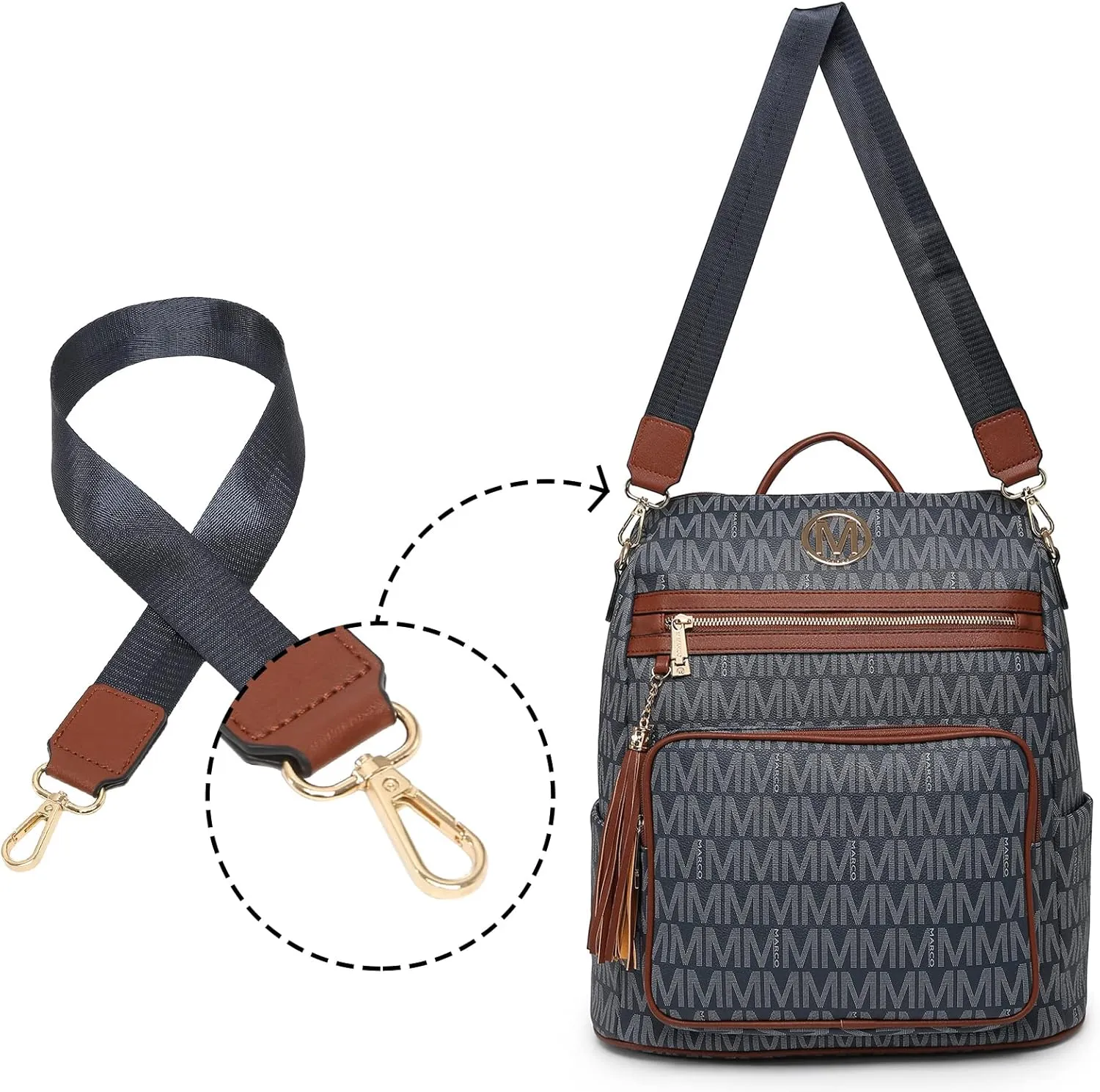 MKP COLLECTION Women Fashion Backpack Purse Convertible Large Rucksack Versatile Travel Shoulder Bags Handbag Set with Tassel
