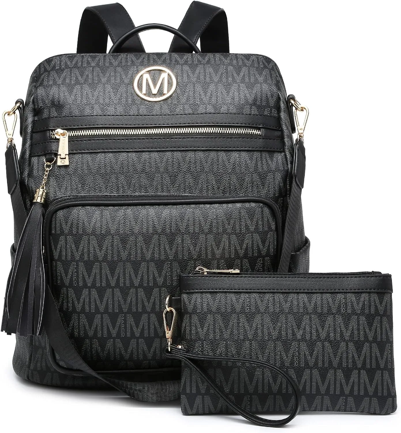 MKP COLLECTION Women Fashion Backpack Purse Convertible Large Rucksack Versatile Travel Shoulder Bags Handbag Set with Tassel