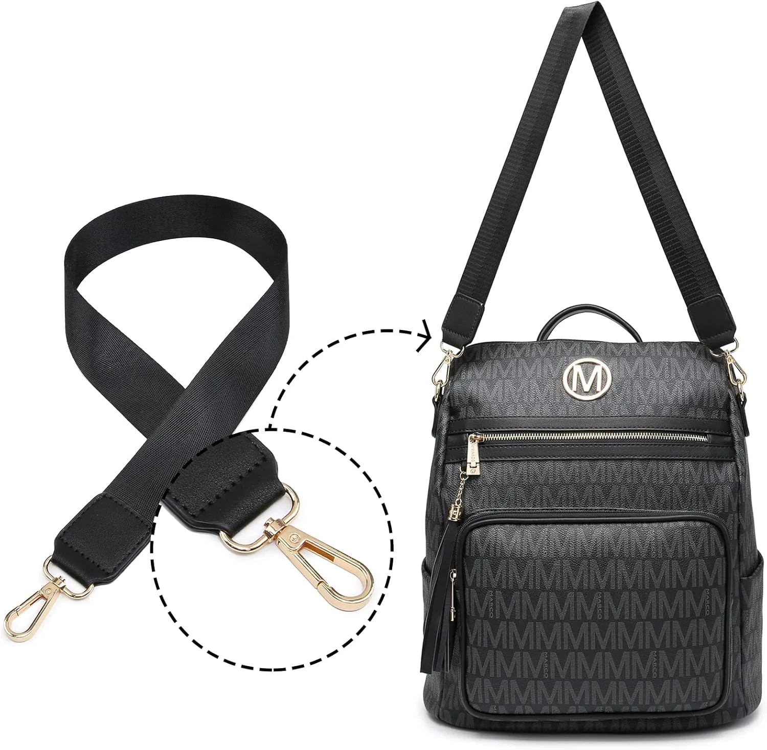 MKP COLLECTION Women Fashion Backpack Purse Convertible Large Rucksack Versatile Travel Shoulder Bags Handbag Set with Tassel