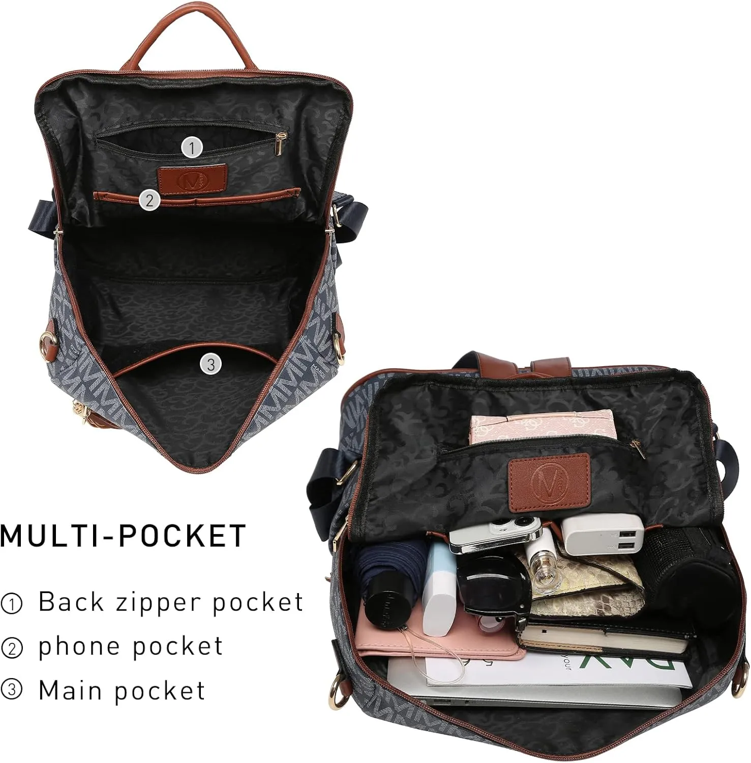 MKP COLLECTION Women Fashion Backpack Purse Convertible Large Rucksack Versatile Travel Shoulder Bags Handbag Set with Tassel