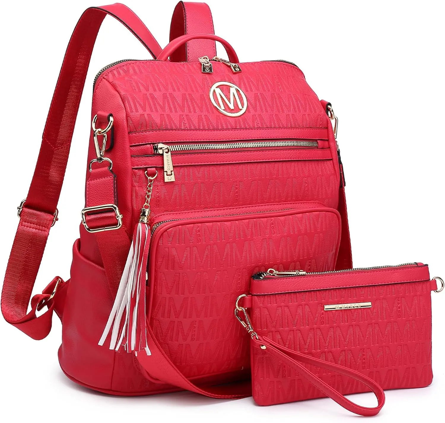 MKP COLLECTION Women Fashion Backpack Purse Convertible Large Rucksack Versatile Travel Shoulder Bags Handbag Set with Tassel