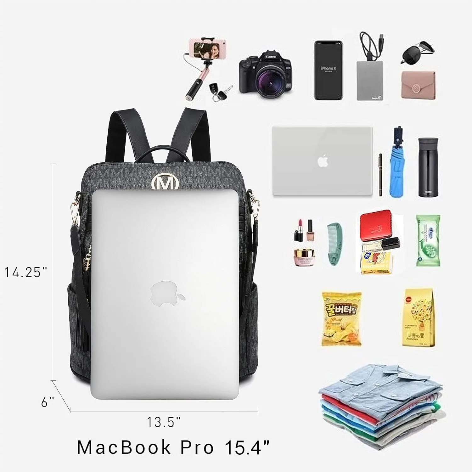MKP COLLECTION Women Fashion Backpack Purse Convertible Large Rucksack Versatile Travel Shoulder Bags Handbag Set with Tassel