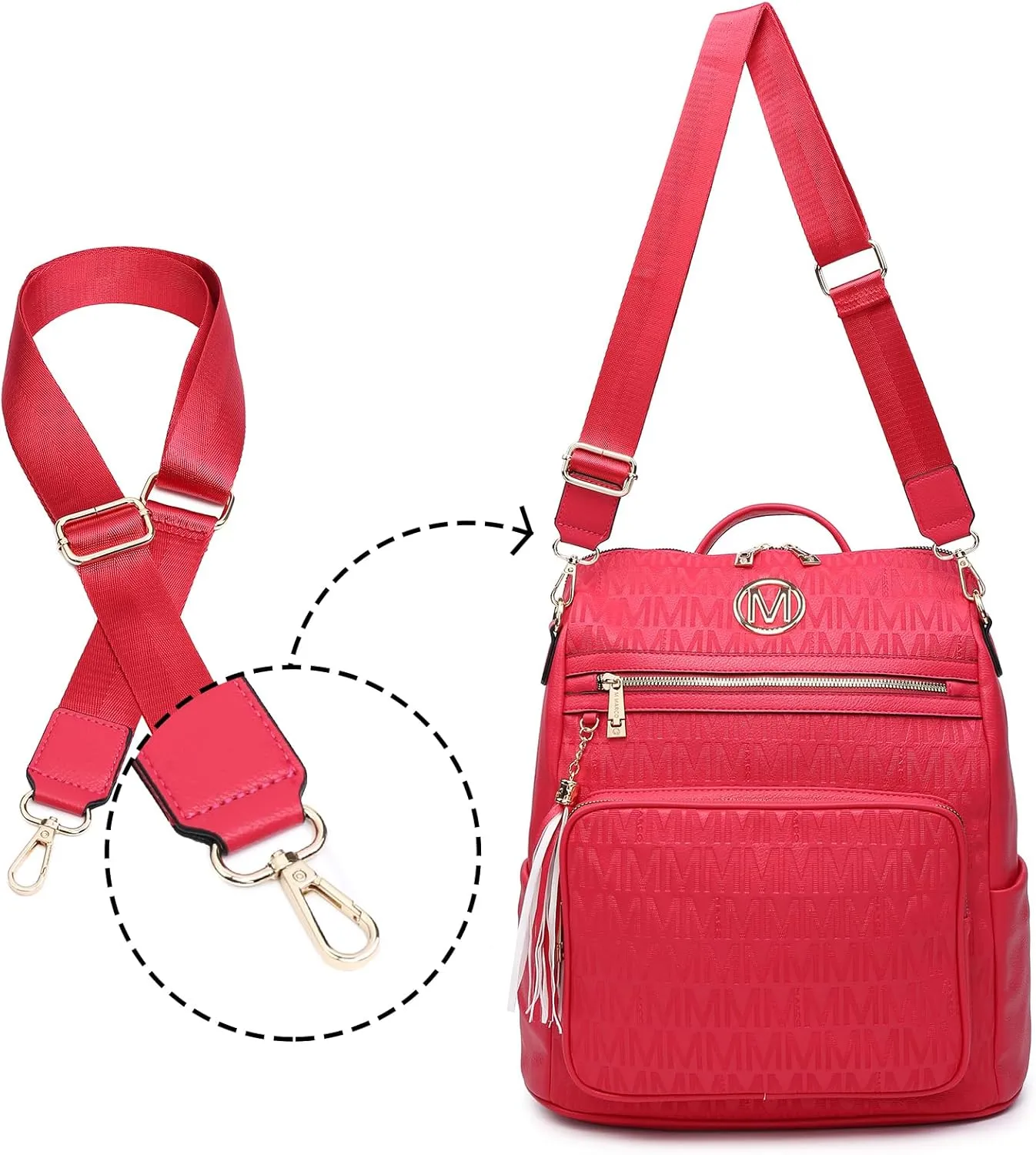MKP COLLECTION Women Fashion Backpack Purse Convertible Large Rucksack Versatile Travel Shoulder Bags Handbag Set with Tassel
