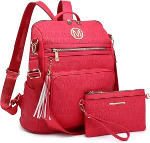 MKP COLLECTION Women Fashion Backpack Purse Convertible Large Rucksack Versatile Travel Shoulder Bags Handbag Set with Tassel