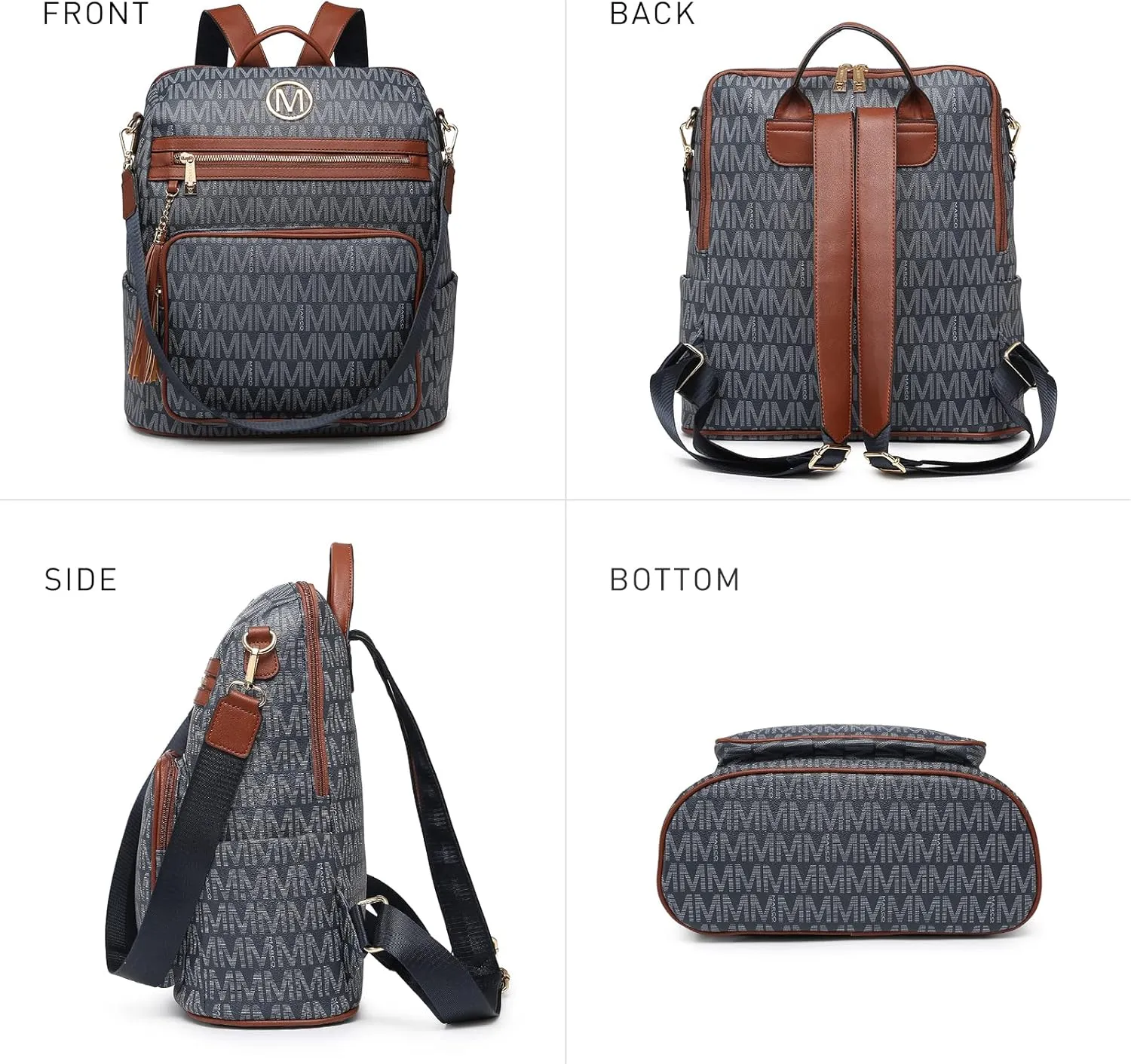 MKP COLLECTION Women Fashion Backpack Purse Convertible Large Rucksack Versatile Travel Shoulder Bags Handbag Set with Tassel