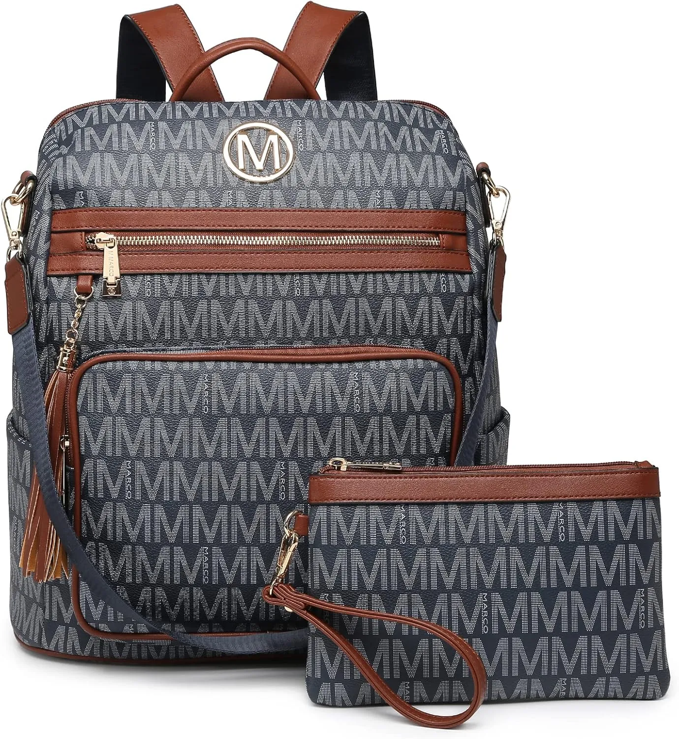 MKP COLLECTION Women Fashion Backpack Purse Convertible Large Rucksack Versatile Travel Shoulder Bags Handbag Set with Tassel