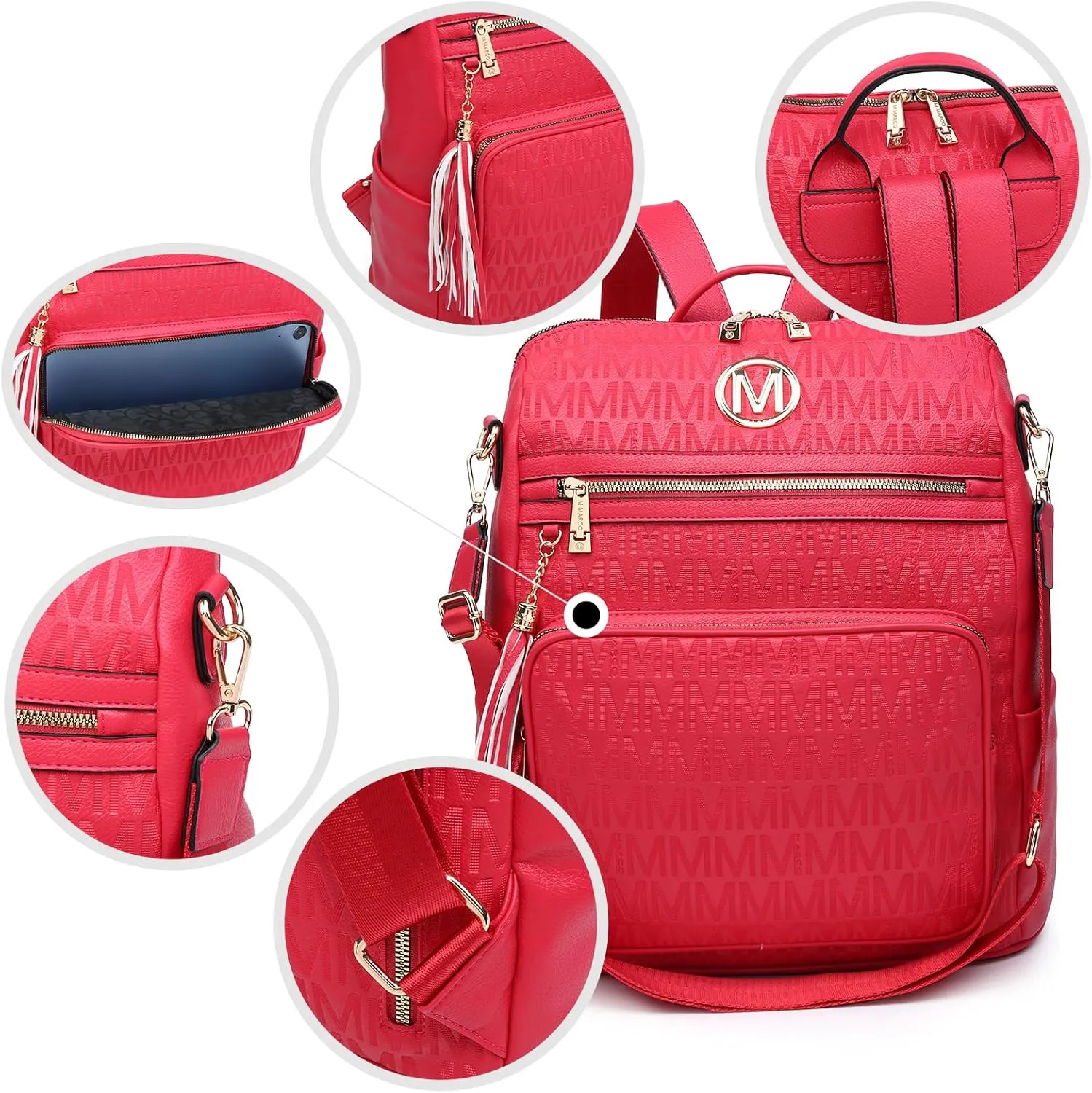 MKP COLLECTION Women Fashion Backpack Purse Convertible Large Rucksack Versatile Travel Shoulder Bags Handbag Set with Tassel