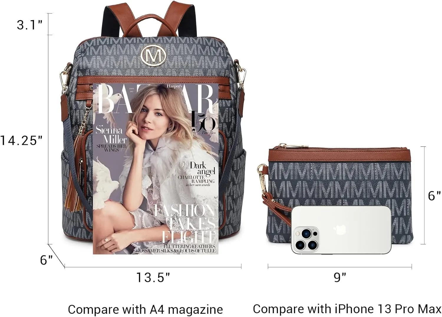 MKP COLLECTION Women Fashion Backpack Purse Convertible Large Rucksack Versatile Travel Shoulder Bags Handbag Set with Tassel