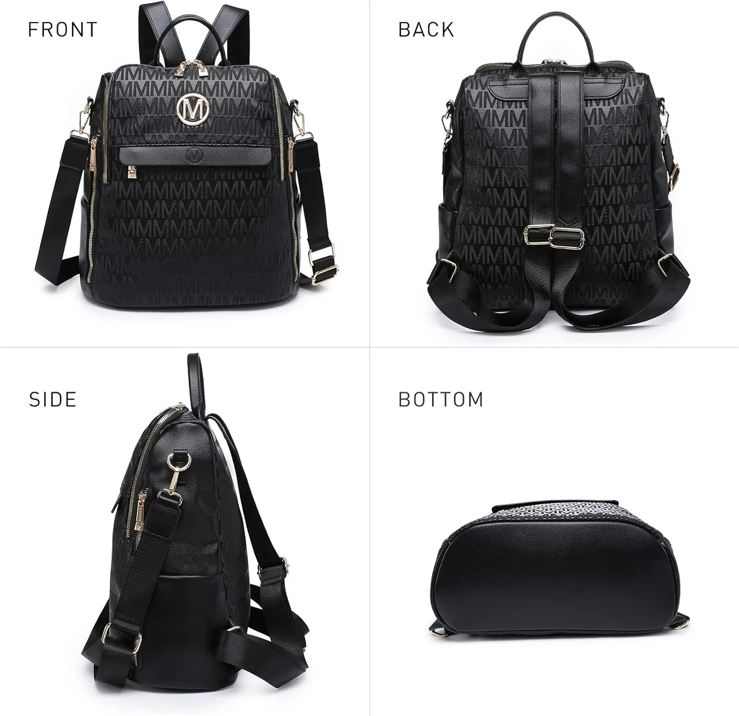 MKP Women Fashion Backpack Purse PU Leather Convertible Medium Ladies Rucksack Travel Shoulder Bags Handbag and Purse 2Pcs