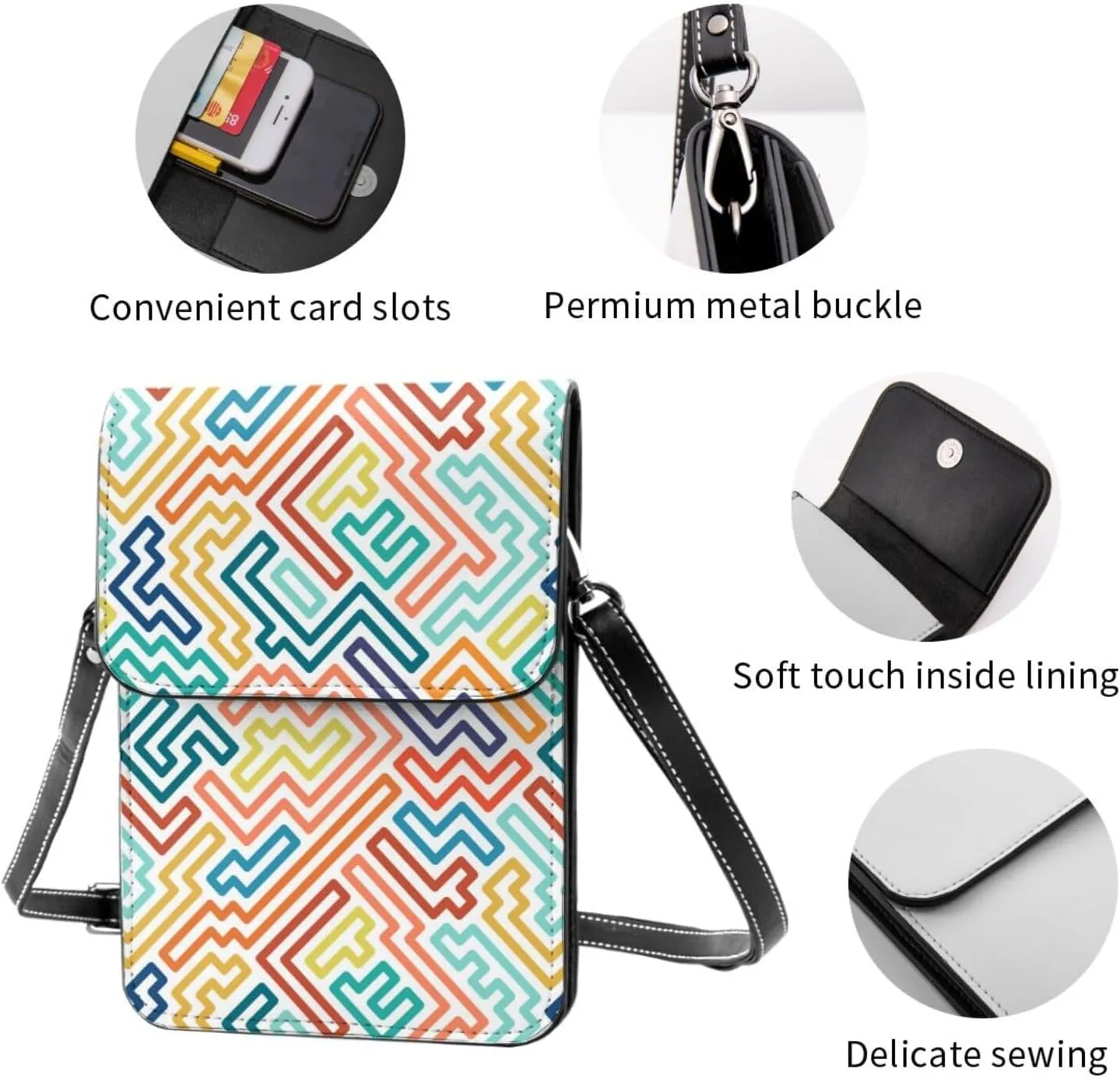 Mmm Fight Womens Crossbody Bags Flower Pattern Phone Bag Wallet Purses Adjustable Strap