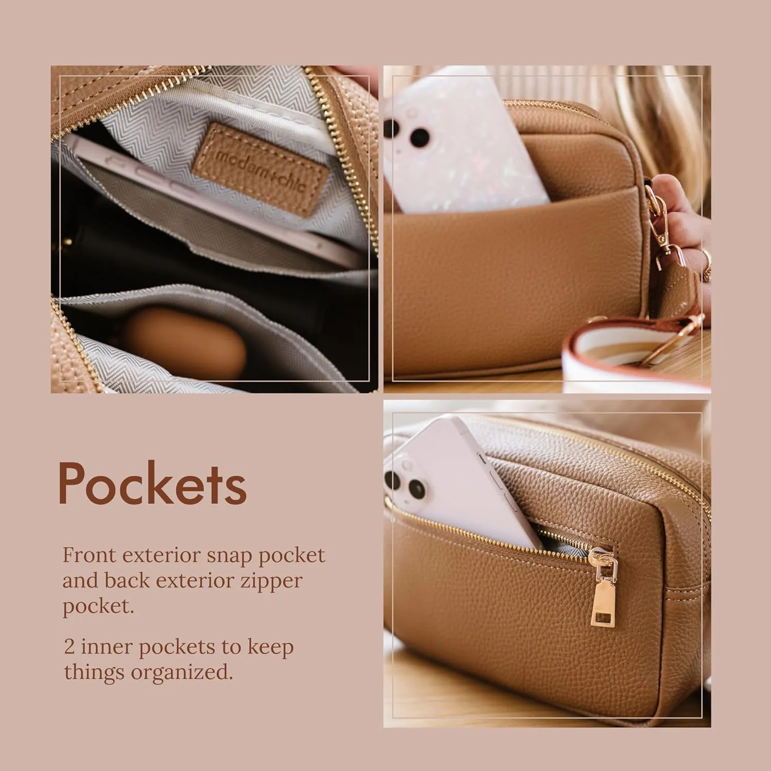 Modern Chic Crossbody Bags for Women - Willow Convertible Crossbody Purse, Vegan Leather Shoulder or Belt Bag with Strap