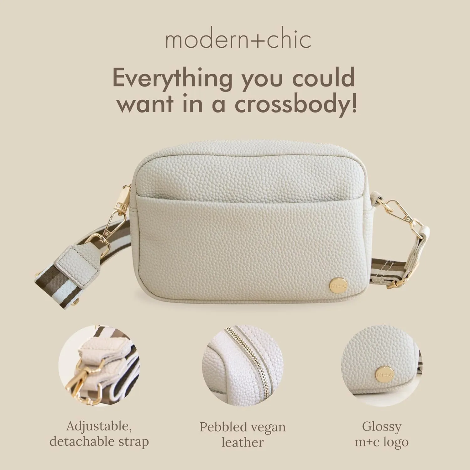 Modern Chic Crossbody Bags for Women - Willow Convertible Crossbody Purse, Vegan Leather Shoulder or Belt Bag with Strap