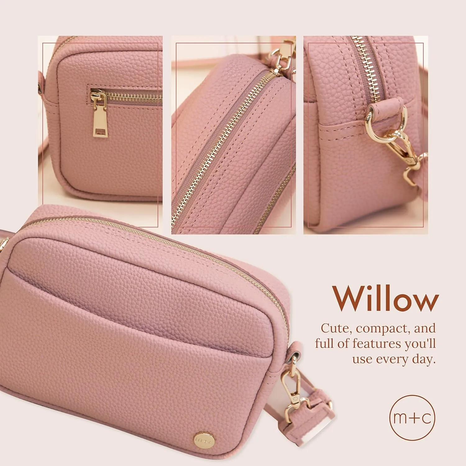 Modern Chic Crossbody Bags for Women - Willow Convertible Crossbody Purse, Vegan Leather Shoulder or Belt Bag with Strap