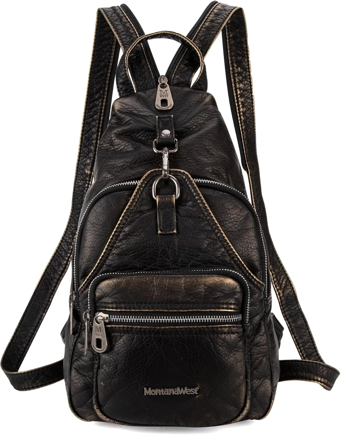 Montana West Leather Sling Convertible Backpack Bag for Women Crossbody Bags with Vegan Leather Adjustable Sling Backpack for women One Shoulder Backpack for Hiking Travel