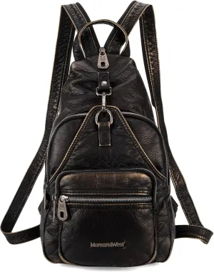Montana West Leather Sling Convertible Backpack Bag for Women Crossbody Bags with Vegan Leather Adjustable Sling Backpack for women One Shoulder Backpack for Hiking Travel