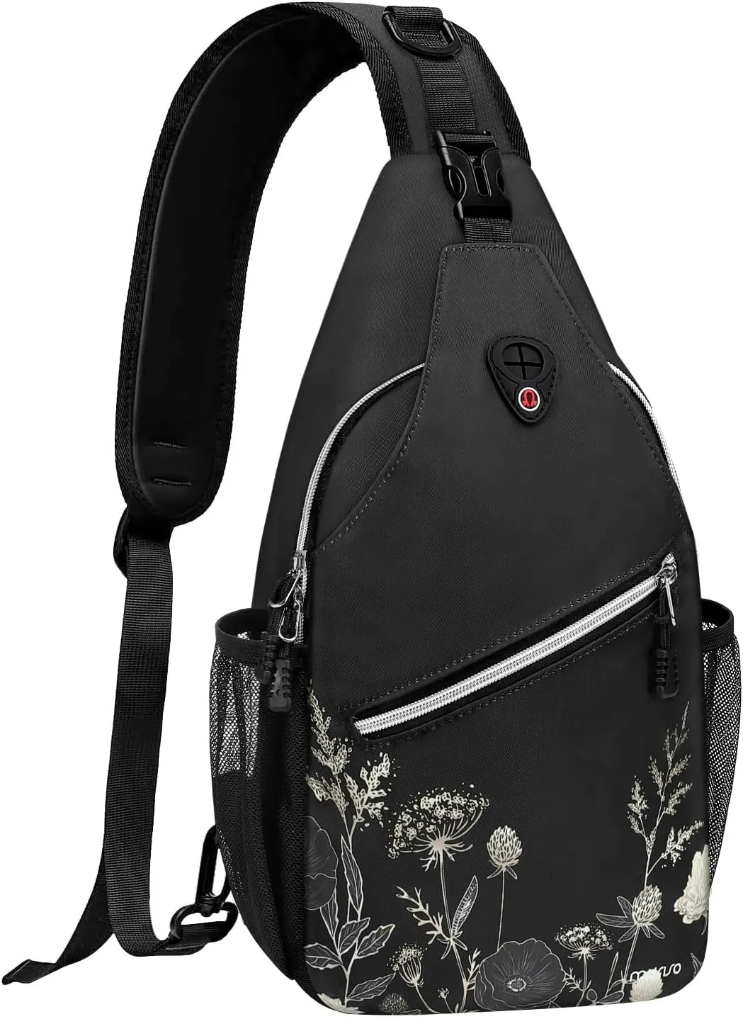 MOSISO Crossbody Sling Backpack, Portable Travel Hiking Daypack Chest Sling Bag Casual Daypack One Strap Chest Backpack for Women Men Outdoor Hiking Travel, Retro Flower