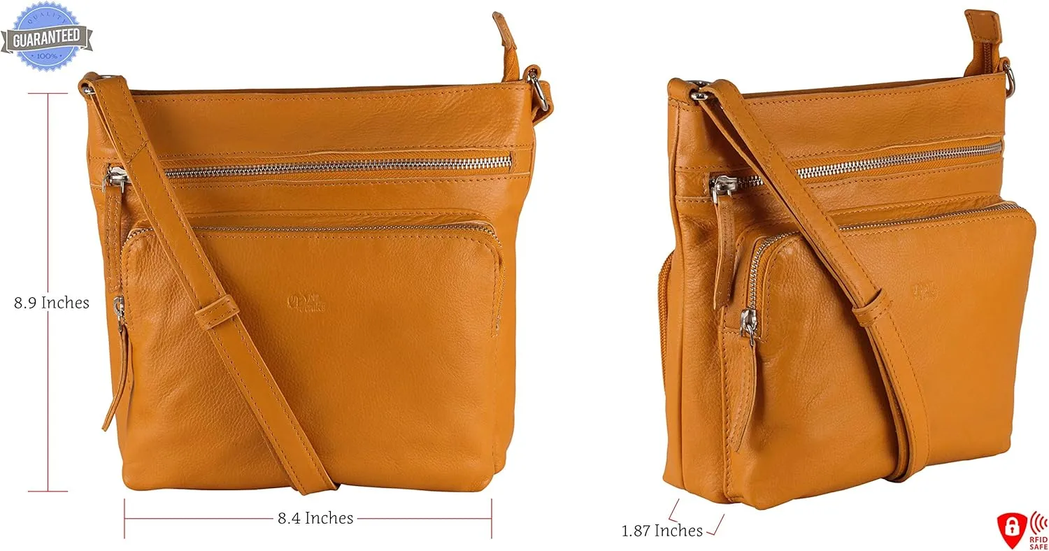 Mou Meraki Genuine Leather Crossbody Purse and Handbags - Crossover Bag Over the Shoulder Women