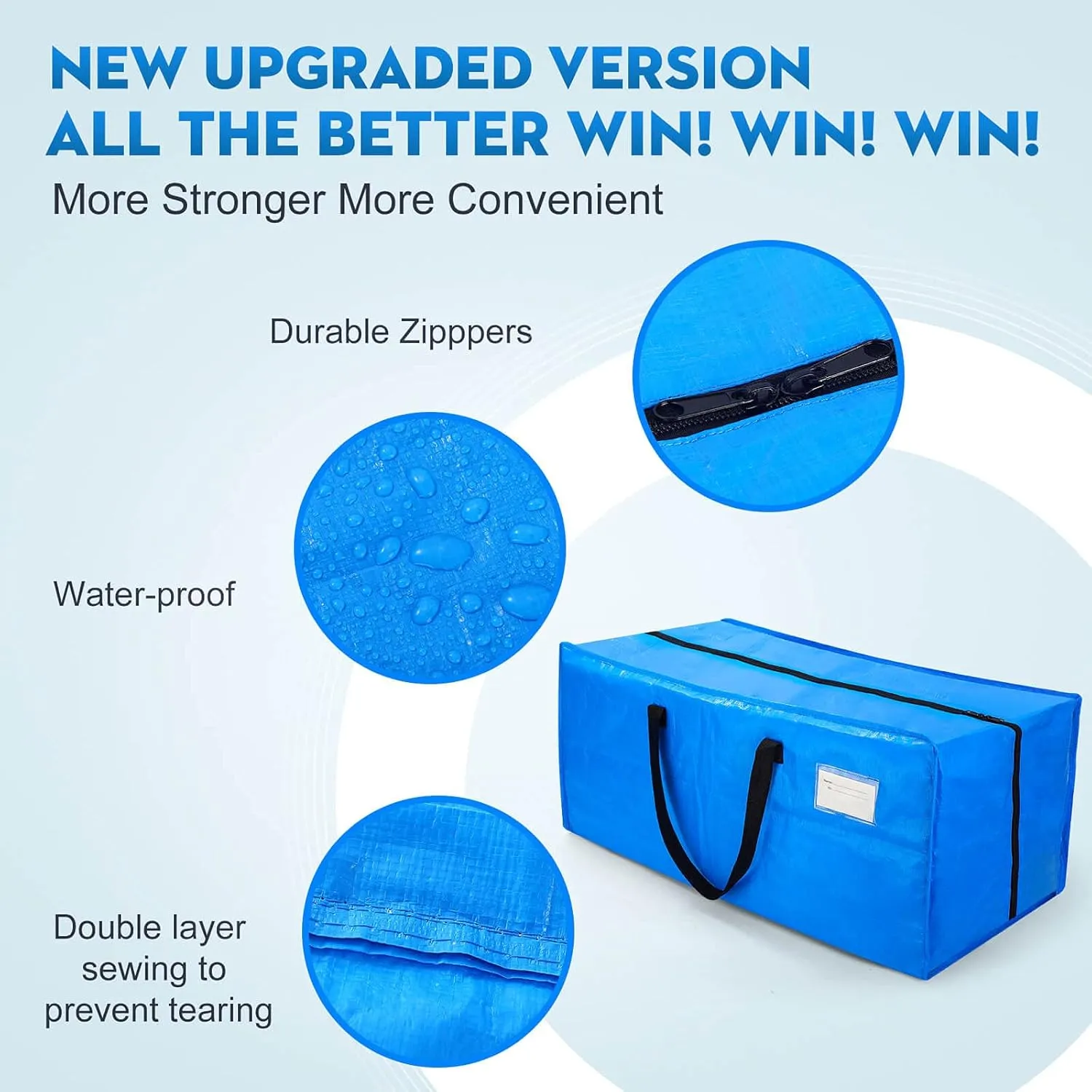 Moving Bags Heavy Duty,Extra Large Moving Bags for Travel/College Packing/Storage/Organization/Seasonal Clothes & Bedding Storage,Moving Supplies Bins,Compatible with Ikea Frakta Cart (Blue,3 Pack)