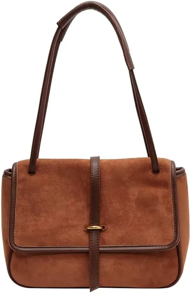 Mudono Handbags for Women Soft Suede Tote Bag Spacious Square Shoulder Purse Vintage Crossbody Messenger Satchel