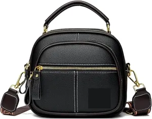 Multi Compartment Leather Crossbody Bag Multifunctional Adjustable Women Satchels Wide