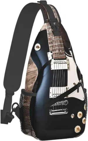Musical Guitar Print Cross Chest Bag Diagonally Durable & Comfortable For Travel And Daily Use