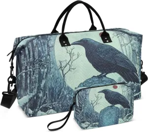Mysterious Crow Duffel Bag for Travel Gym Sport, Weekender Travel Bags Carry on Overnight Bag