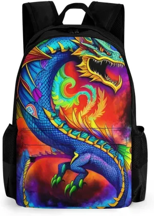 Mystery Dragon Trippy Art Rucksacks Lightweight Multipurpose Anti-Theft Shoulder Bag Large Capacity Business Computer Bag With Smooth Zippers