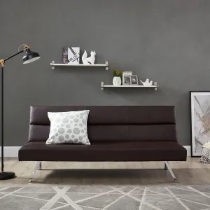 Naomi Home Zoe Futon Sofa Bed, Espresso, Faux Leather, 68.9" L x 31.80" W x 30.7" H
