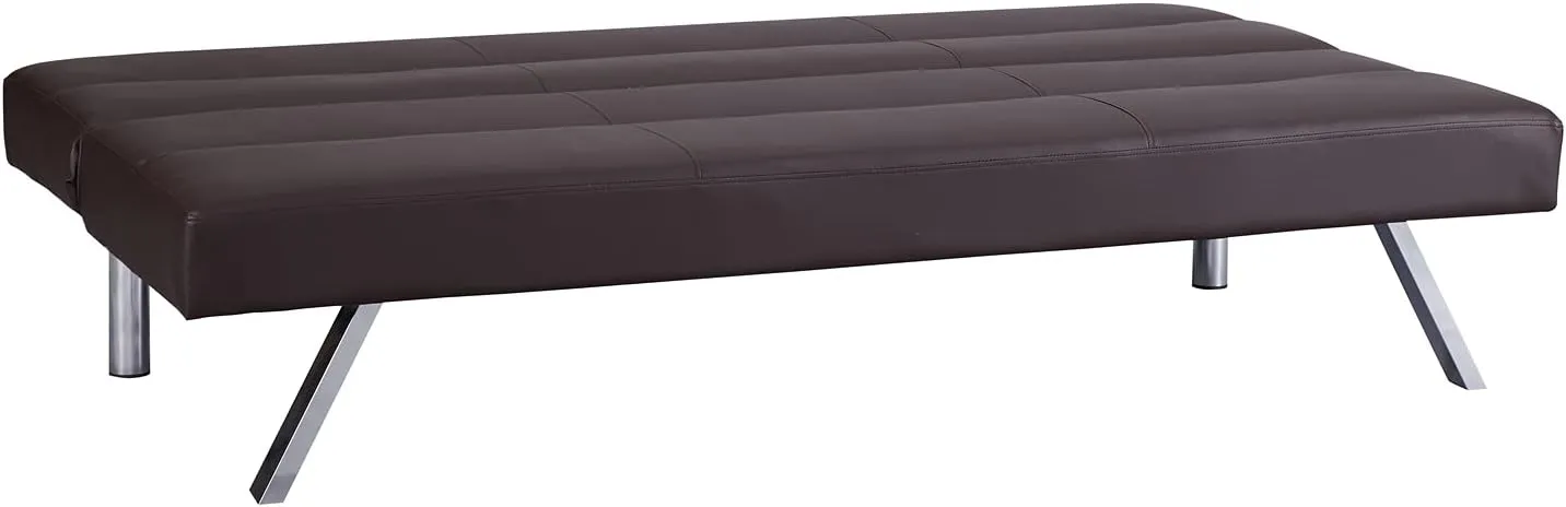 Naomi Home Zoe Futon Sofa Bed, Espresso, Faux Leather, 68.9" L x 31.80" W x 30.7" H
