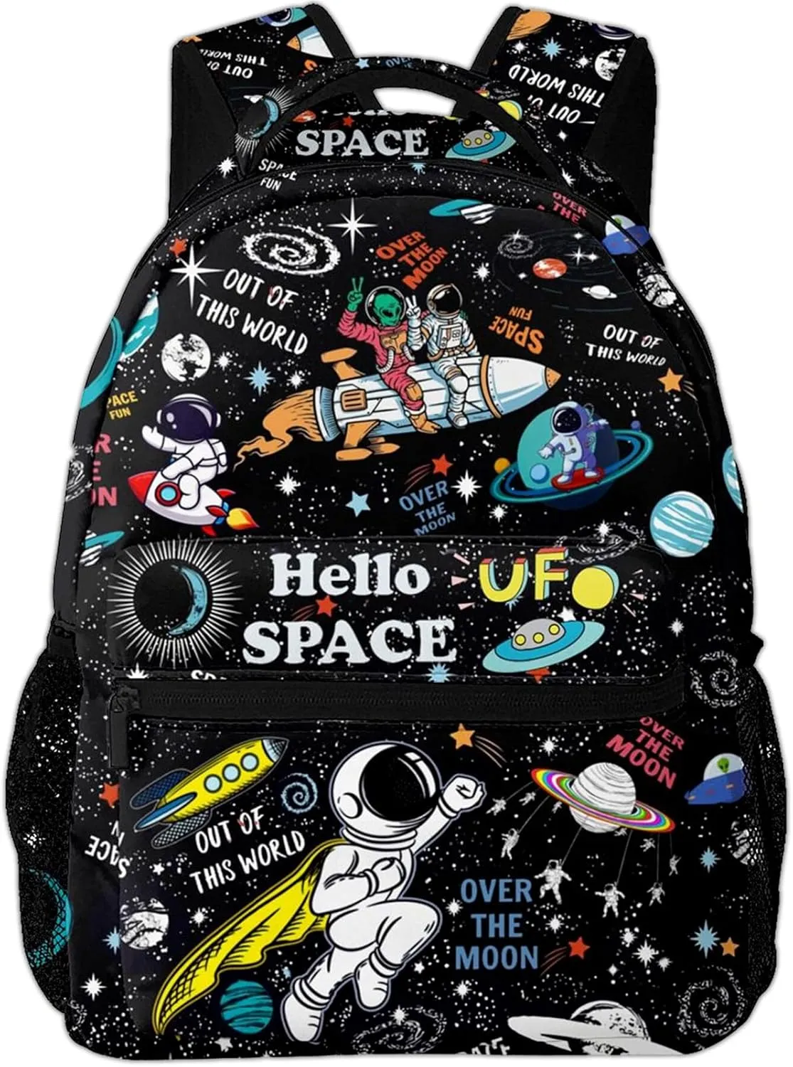 NASIAN Space Astronaut Rocket School Backpack for Boys Kids Girls Adjustable Strap Waterproof 16 inch School BookBag Outdoor Daypack Gifts