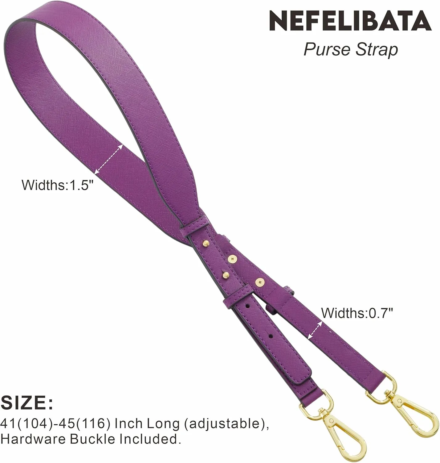 Nefelibata Purse Strap,Leather Purse Straps Replacement Crossbody,Retro Personalized Crossbody Bag Straps with Customized Metal Buckle for Handbag,Shoulder Bags(Glamour Purple)