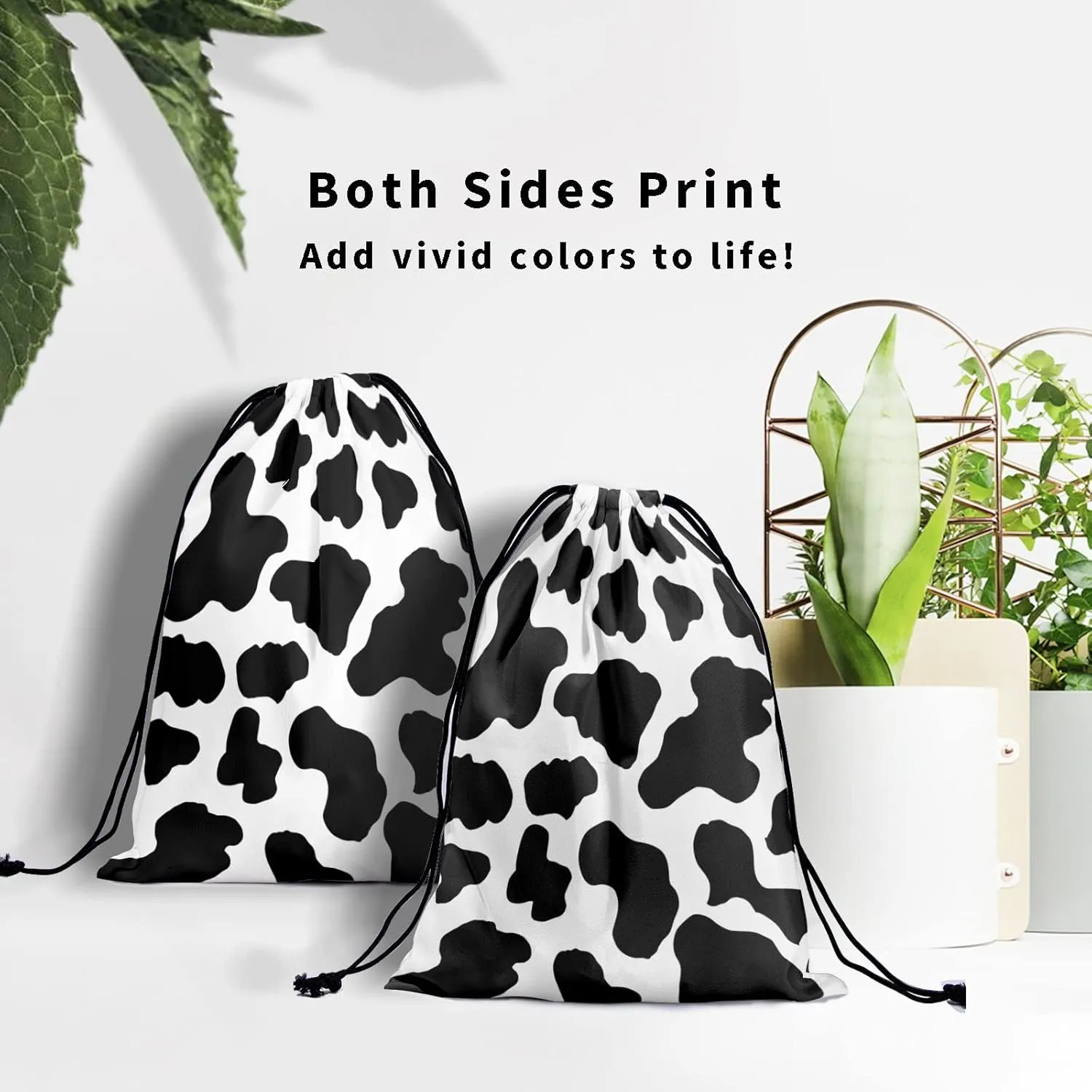 Nerxy Cow Grip Bag for Gymnasts - Black White Grip Bags for Gymnastics Aesthetic Farm Animal Gym Bags Drawstring Storage Bags Spot Gym Pouch Bags